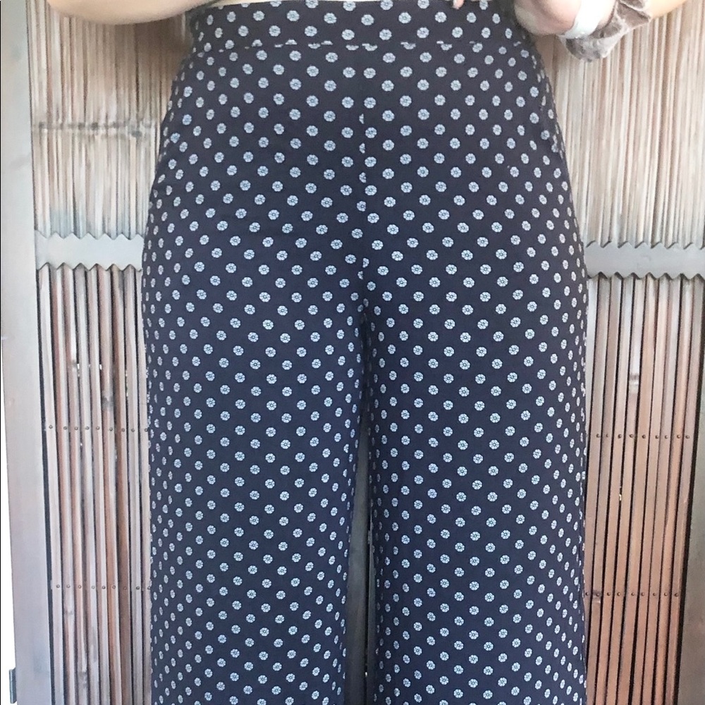 Xhilaration Wide Leg Navy Print Pant- Large